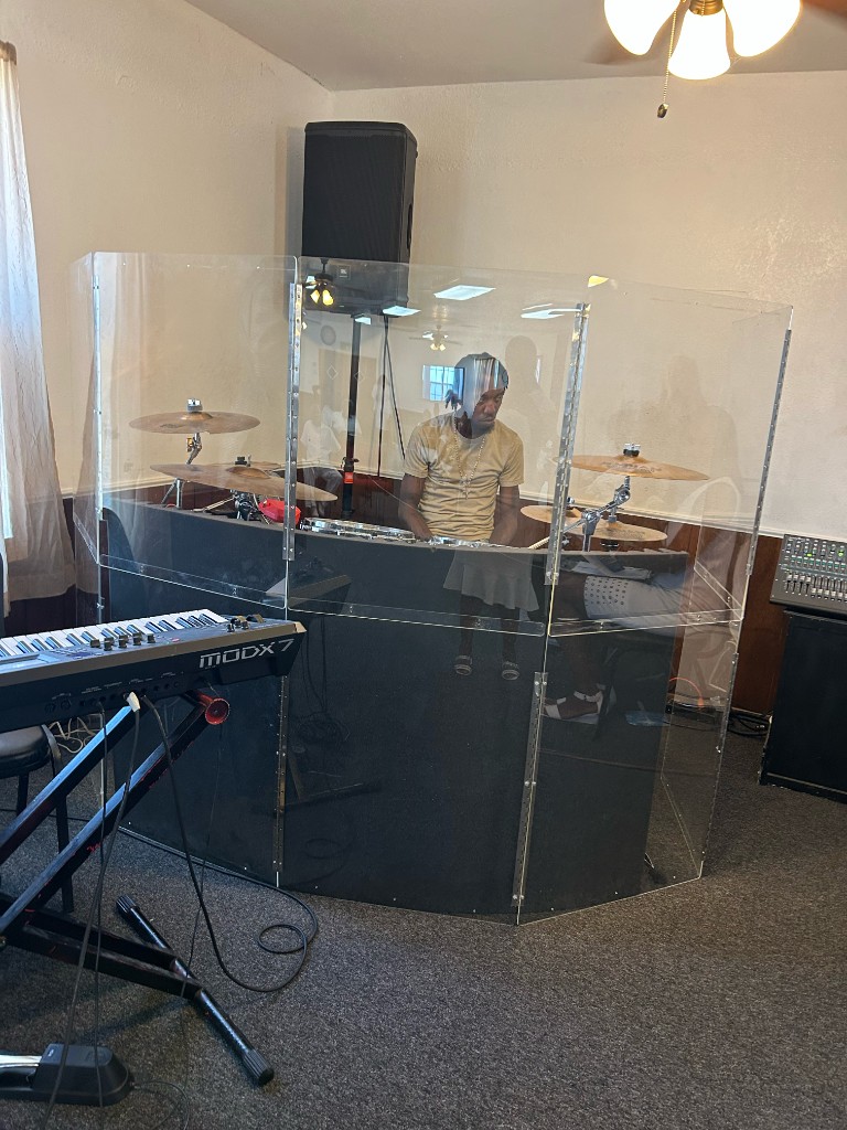 Drummer in the praise band